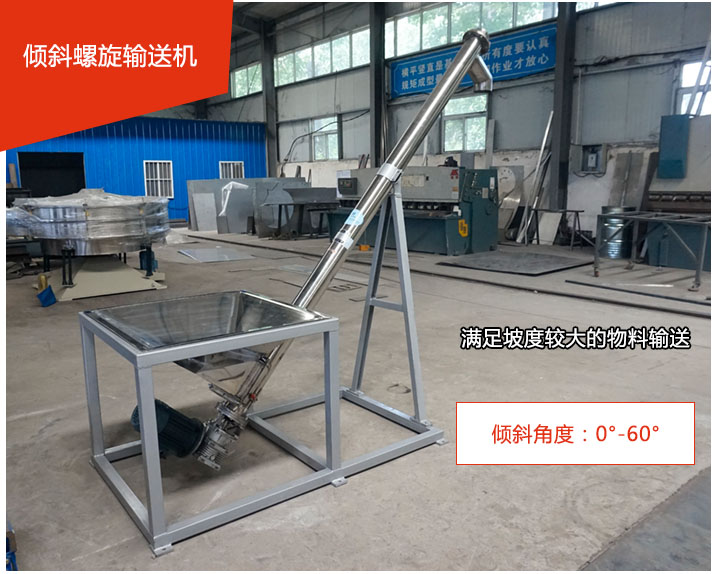 傾斜螺旋輸送機(jī)可用于60°范圍內(nèi)輸送散狀物料、不回流